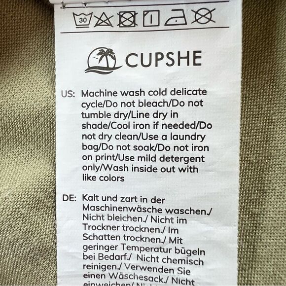 Cupshe Surplice Smocked Waist Mini Dress Olive Green Boho Dress - Picture 11 of 11